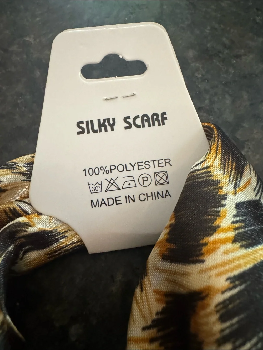 Faux Satin Animal-Print Scarf in Brown, Black & White and Starfish Clip